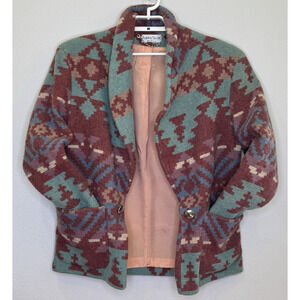 Vintage Ashley Scott Womens Jacket Size 10 Medium Aztec Southwest Wool Blend USA